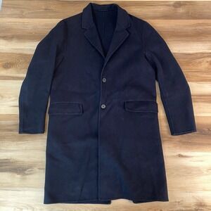 COS Mens Black Wool Overcoat 38R Classic Single Breasted Jacket